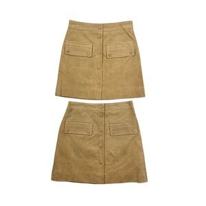 MNG Mango Womens XXS‎ XS Genuine Leather Mini Skirt Button Front Pocket Lot 2